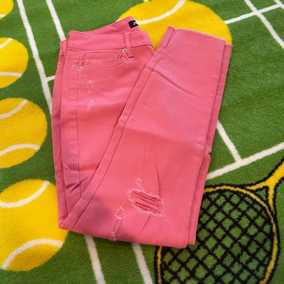 Pink Slim Fit Ripped Jeans - Picture 1 of 5